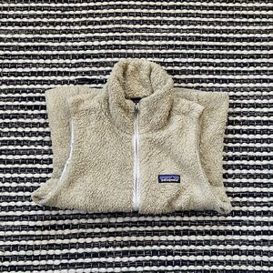 🌿Patagonia Womens Tan Beige Los Gatos Sherpa Full Zip Sweater Vest S